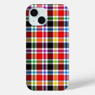 Funda Para iPhone 15 Rojo Negro Multicolor Flannel Plastre Tartán Diseñ
