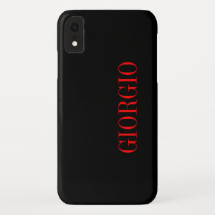 Funda Para iPhone XR Rojo negro tu nombre Minimalista personal moderno
