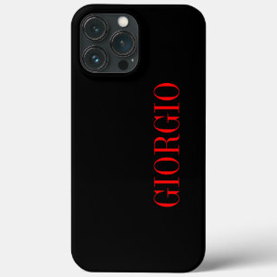 Funda Para iPhone 13 Pro Max Rojo negro tu nombre Minimalista personal moderno
