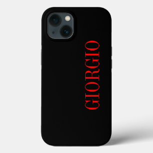 Funda Para iPhone 13 Rojo negro tu nombre Minimalista personal moderno