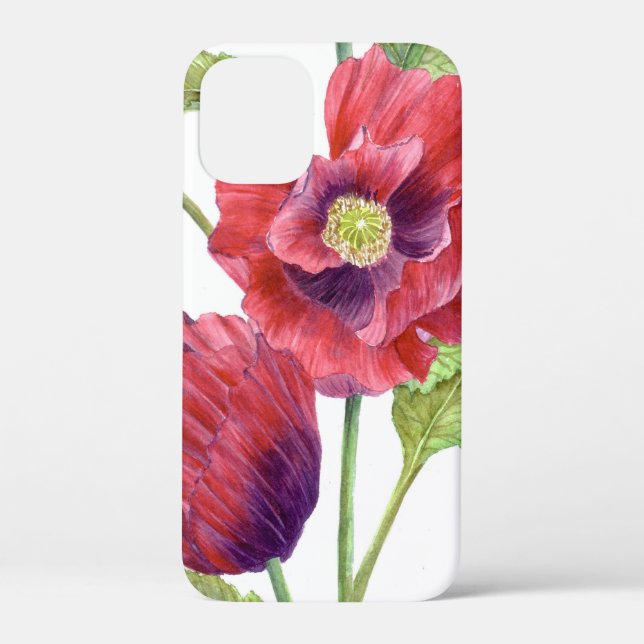 Funda De Case-Mate Para iPhone Rojo Poppies Arte Floral (Reverso )