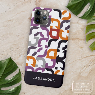 Funda Para iPhone 15 Pro Max Rojo Púrpura Naranja Negro Patrón de Arte Moderno