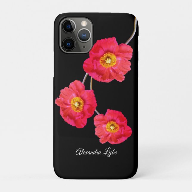 Funda De Case-Mate Para iPhone Rojo Rosa Moderno Poppies Flor de amapola (Reverso)