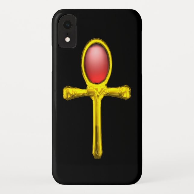 FUNDA DE Case-Mate PARA iPhone ROJO TALISMAN /ORO EGIPCIO ANKH (Reverso)