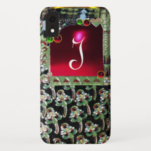 title_seo2 ROJO VERDE NEGRO ARTE NOUVEAU GEMSTONE MONOGRAM Ru
