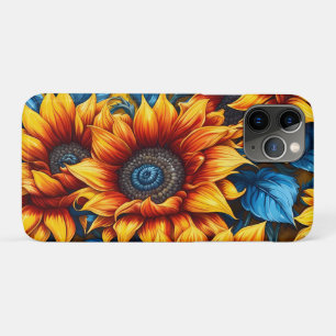 Funda Para iPhone 11 Pro Rojo y azul de los girasoles