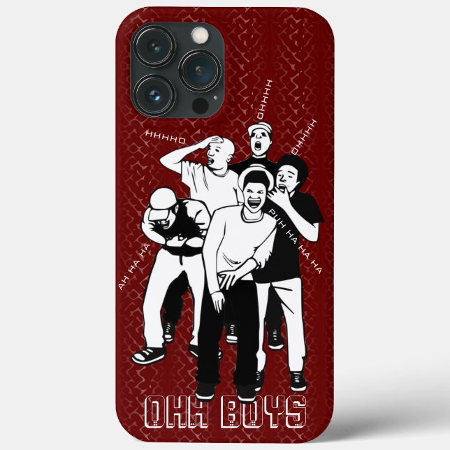 Funda De Case-Mate Para iPhone rojo y blanco sobre negro ríe OHH BOYS (Reverso )