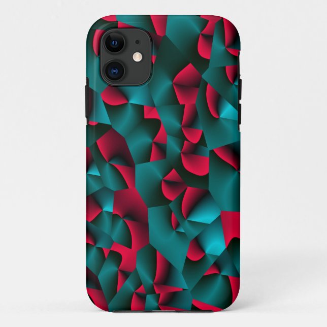 Funda De Case-Mate Para iPhone Rojo y Cian Facetado (Reverso)