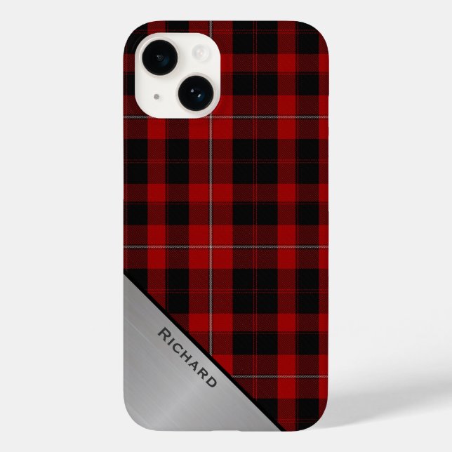 Funda De Case-Mate Para iPhone Rojo y Negro Cunningham Plaid & Aluminio Look (Reverso )