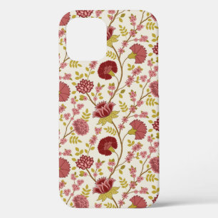 Funda Para iPhone 12 Pro Rojos de patrón floral jacobino rosan crema de oro