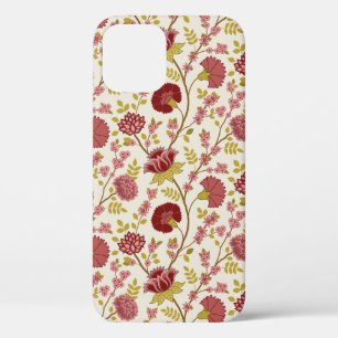 Funda Para iPhone 12 Pro Rojos de patrón floral jacobino rosan crema de oro