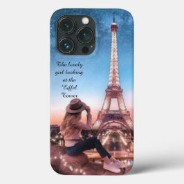 Funda Para iPhone 13 Pro  Romantic girl  looking at the Eiffel Tower