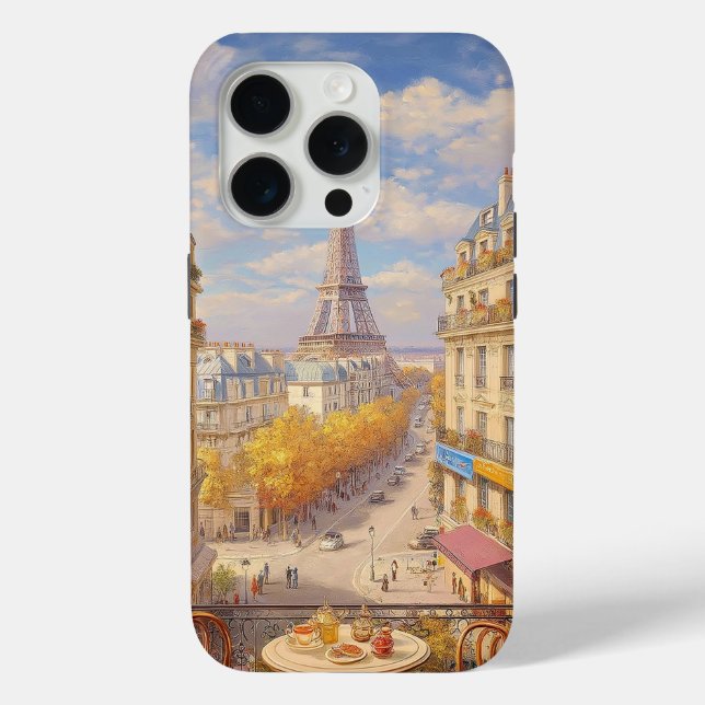 Funda De Case-Mate Para iPhone Romantic Parisian Balcony View Oil Painting (Reverso )