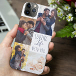Funda Para iPhone 11 Pro Max Romántico Collage de fotos amar la vida con ti bla<br><div class="desc">Estuche de foto romántica para iphone 11 pro max y muchos otros modelos, personalizados con 4 de sus fotos favoritas. El texto dice "amando la vida contigo" en un guión elegante y en una tipografía alegre en mayúsculas. La plantilla de fotos está preparada para que añadas tus fotos, trabajando en...</div>