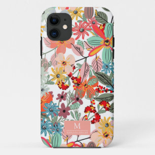 Funda Para iPhone 11 Romántico Floral suave durazno verde rosa Clásico