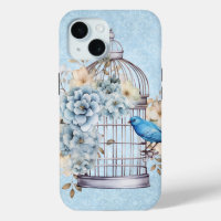 Romántico Jaula de Pájaros Floral Acuarela Vintage