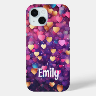 Funda Para iPhone 15 Romántico moderno Corazón de Amor Nombre Personali