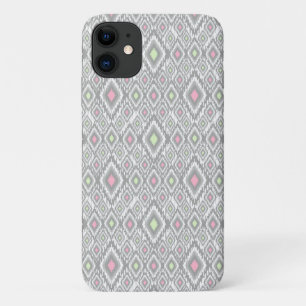 Funda Para iPhone 11 Rombos grises, verdes y rosados sobre un blanco