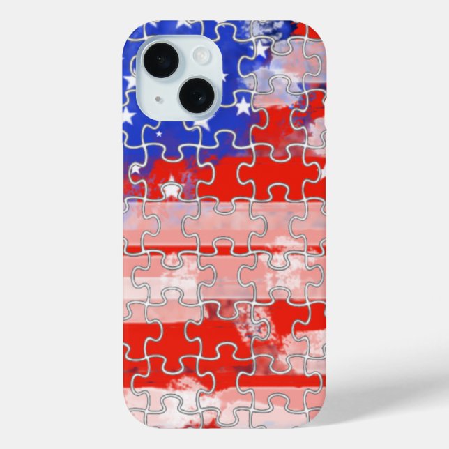 Funda De Case-Mate Para iPhone rompecabezas de la bandera estadounidense (Reverso )