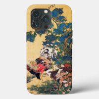 Rooster y Hen con Hydrangeas de Ito Jakuchu