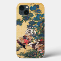 Rooster y Hen con Hydrangeas de Ito Jakuchu
