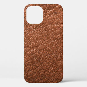 Funda Para iPhone 12 Ropa de estructura marrón de cuero