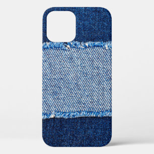 Funda Para iPhone 12 Ropa de tela vaquera azul de denim destrozada en b