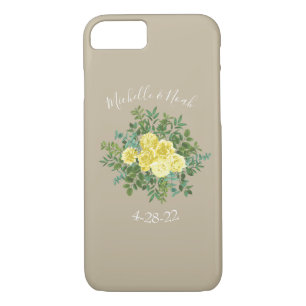 Funda Para iPhone 8/7 Rosa Amarillo Vintage Elegante Boda