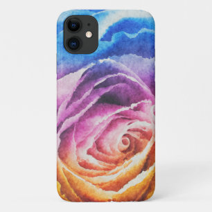 Funda Para iPhone 11 Rosa arcoiris acuarela