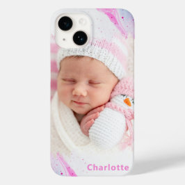 Funda Para iPhone 14 De Case-Mate Rosa Azul Moderno Foto Personalizado Monada Femeni