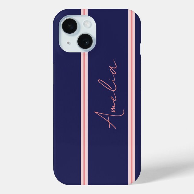 Funda De Case-Mate Para iPhone Rosa azul personalizado mínimo (Reverso )