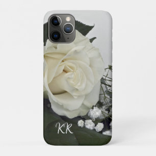 Funda Para iPhone 11 Pro Rosa Blanca Romántica y Elegante Personalizada