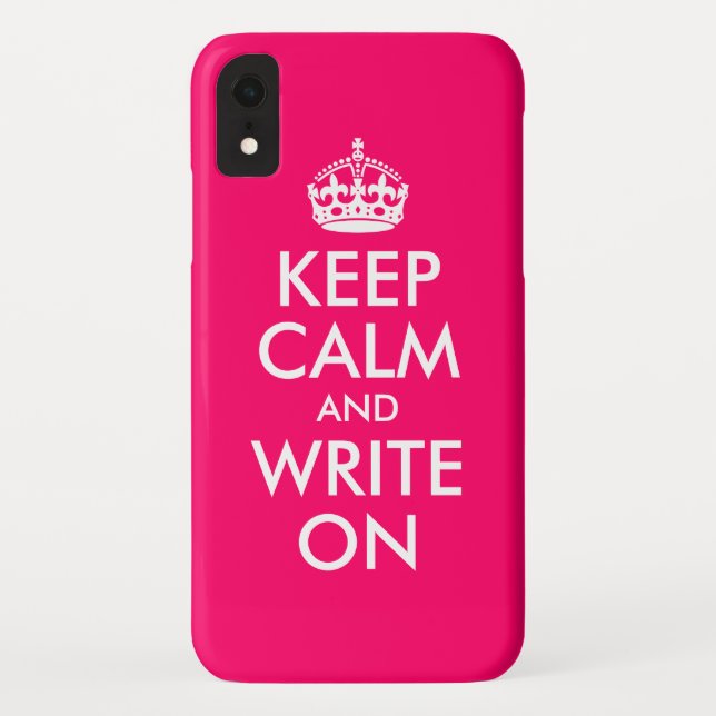 Funda De Case-Mate Para iPhone Rosa brillante mantener la calma y escribir (Reverso)
