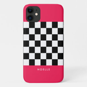 Funda Para iPhone 11 Rosa brillante y damero