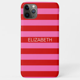 Funda Para iPhone 11 Pro Max Rosa Caliente #2, Horiz Rojo Nombre de banda Prepp