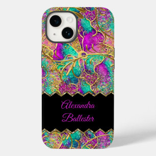 Funda Para iPhone 14 De Case-Mate Rosa Caliente Abstracto Púrpura Teal Oro