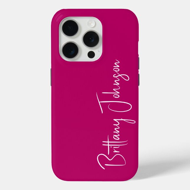 Funda De Case-Mate Para iPhone Rosa Caliente con Monograma (Reverso )