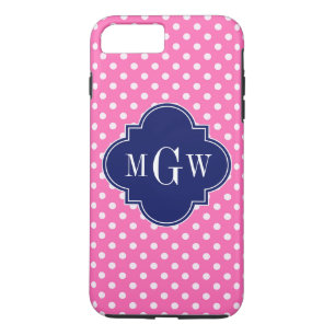 title_seo2 Rosa Caliente Polka Dots Navy Quatrefoil 3 Monogra