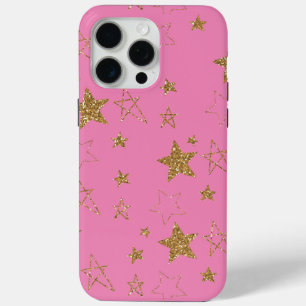 Funda Para iPhone 15 Pro Max Rosa con estrellas de oro