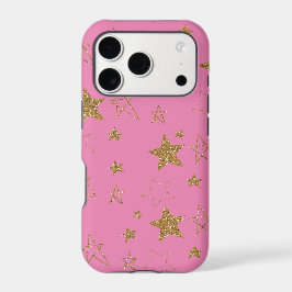 Funda Para iPhone 15 Pro Max Rosa con estrellas de oro