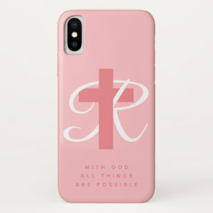 Funda Para iPhone X Rosa conocido cruzado religioso elegante del coral