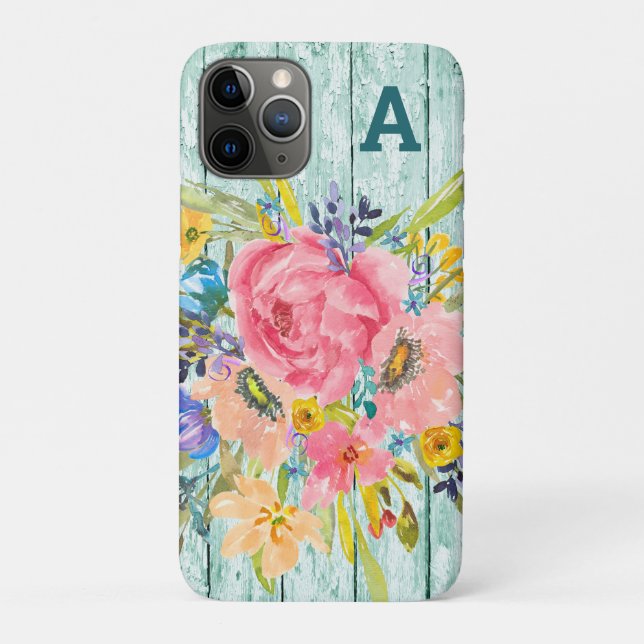 Funda De Case-Mate Para iPhone Rosa de acuarela pulverización floral con inicio (Reverso)