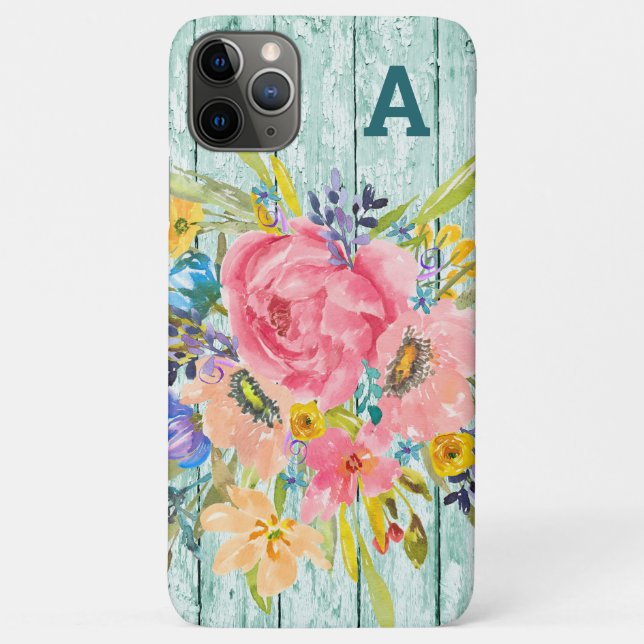 Funda De Case-Mate Para iPhone Rosa de acuarela pulverización floral con inicio (Reverso)