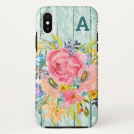 Funda Para iPhone XS Rosa de acuarela pulverización floral con inicio
