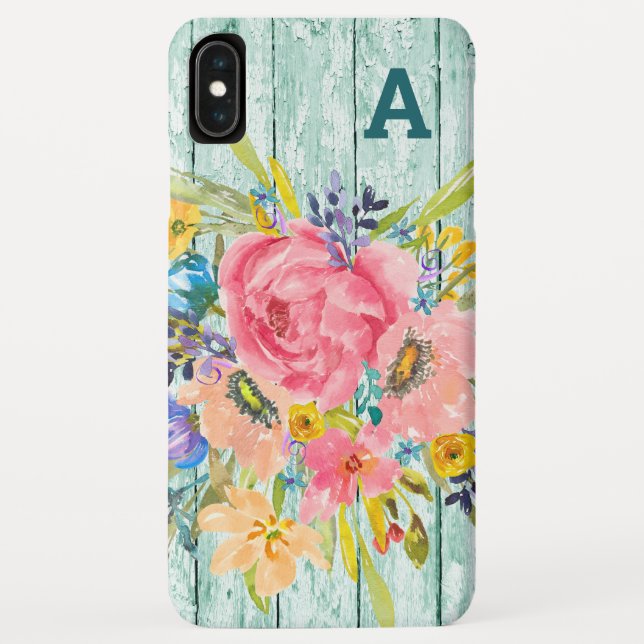 Funda De Case-Mate Para iPhone Rosa de acuarela pulverización floral con inicio (Reverso)