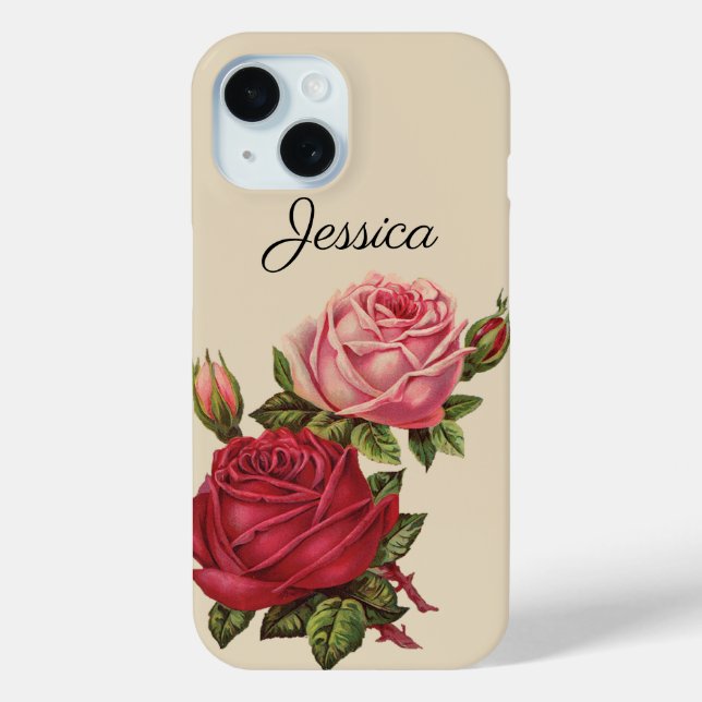 Funda De Case-Mate Para iPhone Rosa de época con su nombre (Reverso )