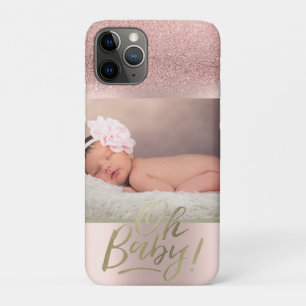 Funda Para iPhone 11 Pro Rosa de fotos Purpurina Ombre Oh Baby