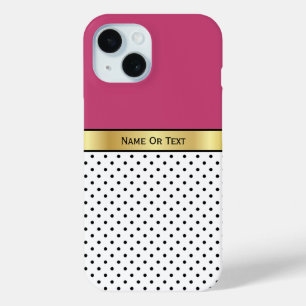 Funda Para iPhone 15 Rosa de Fuchsia Pinkish-Purplish-Red: Punto negro