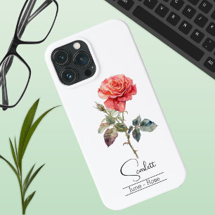 Funda Para iPhone 13 Pro Max Rosa de junio de la flor del mes del nacimiento