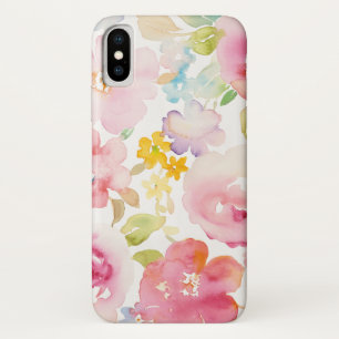 Funda Para iPhone X Rosa de la acuarela del pleno verano el   floral